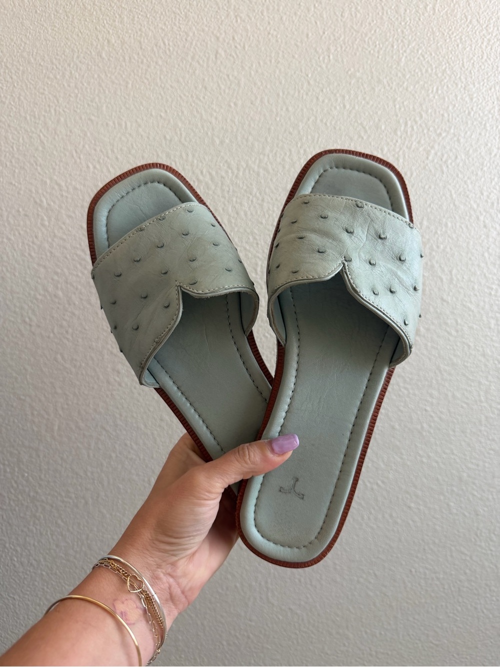 Tecovas Blue Ostrich Slide Sandals